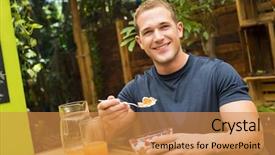  Presentation with on lutus organic skincare - PPT theme enhanced with eating green - young fitted man enjoying background and a  colored foreground