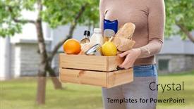  Presentation with food delivery - Amazing presentation theme having eating-grocery-and-delivery-concept backdrop and a coral colored foreground