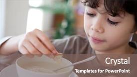  Presentation with soup - Colorful slides enhanced with eating habits - young boy enjoying a bowl backdrop and a violet colored foreground
