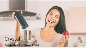  Presentation with smoothie making - Beautiful PPT layouts featuring eating happy asian woman cooking backdrop and a lemonade colored foreground