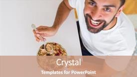  Presentation with children and healthy eating - Colorful PPT theme enhanced with eating healthy cereals for breakfast backdrop and a coral colored foreground