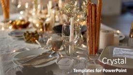 Presentation with dinner party - Beautiful theme featuring eating-holiday-and-celebration-concept backdrop and a violet colored foreground