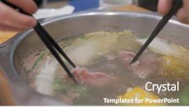  Presentation with steamboat - Theme consisting of eating hotpot at restaurant background and a gray colored foreground