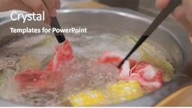  Presentation with steamboat - Amazing slides having eating hotpot at restaurant backdrop and a gray colored foreground