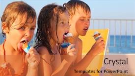  Presentation with two cute sisters playing - Cool new slides with eating ice cream after bath backdrop and a red colored foreground