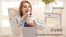  Presentation with hormones - PPT theme featuring eating ice-cream pregnancy hormone background and a lemonade colored foreground