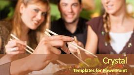  Presentation with restaurant in thai - Colorful PPT theme enhanced with eating in a thai restaurant backdrop and a red colored foreground