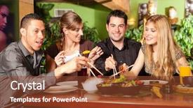  Presentation with eating - Slide set having eating in a thai restaurant background and a tawny brown colored foreground