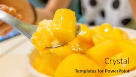  Presentation with mango - Slide set having colorful dessert famous taiwan background and a gold colored foreground