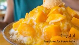  Presentation with mango - Beautiful slides featuring eating-mango-shaved-ice backdrop and a gold colored foreground