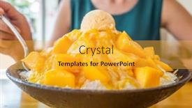  Presentation with mango - Presentation design enhanced with eating-mango-shaved-ice background and a gold colored foreground