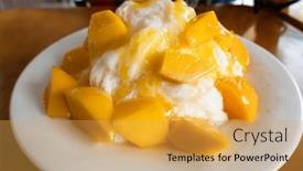  Presentation with snacks - Slides consisting of eating-mango-shaved-ice background and a yellow colored foreground