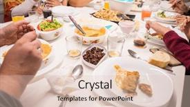  Presentation with ready to eat meal delivery - Colorful PPT layouts enhanced with eating meal around kitchen table backdrop and a lemonade colored foreground