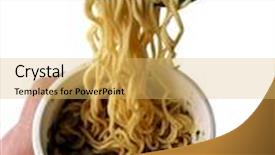  Presentation with noodles - Slides with prepackaged snack - eating noodles from a styrofoam background and a yellow colored foreground