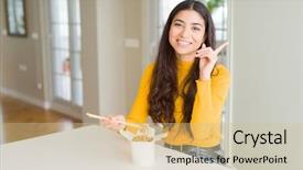  Presentation with noodles - Slide deck consisting of eating noodles in delivery box background and a soft green colored foreground