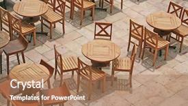  Presentation with area - Presentation design enhanced with eating open air area background and a coral colored foreground