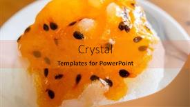  Presentation with passion fruit - Slide deck with eating-passion-fruit-shaved-ice background and a gold colored foreground
