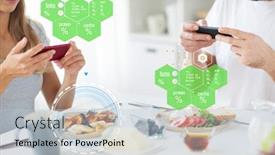  Presentation with nutritional value - Presentation theme with eating-people-and-technology-concept background and a lemonade colored foreground