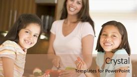  Presentation with ready to eat meal delivery - Presentation theme having eating pepper strips while mother background and a coral colored foreground