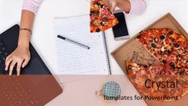  Presentation with fast food - PPT theme featuring eating pizza - convenience of fast background and a red colored foreground