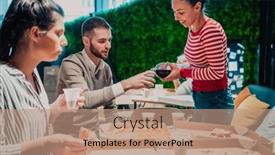  Presentation with pizza - PPT layouts featuring eating-pizza-with-diverse-colleagues background and a  colored foreground