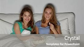  Presentation with movie popcorn - Cool new slide deck with eating popcorn and watching movie backdrop and a gray colored foreground