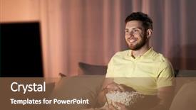  Presentation with television media - PPT theme enhanced with eating popcorn at night background and a  colored foreground