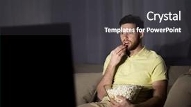  Presentation with television media - Colorful presentation design enhanced with eating popcorn at night backdrop and a dark gray colored foreground