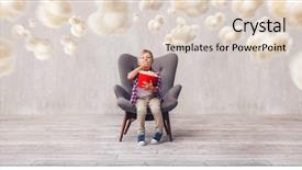  Presentation with child eat - PPT theme with eating popcorn in the cinema background and a lemonade colored foreground