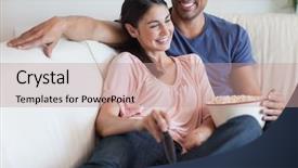  Presentation with mindful eating - Slide deck consisting of eating popcorn in their living background and a coral colored foreground