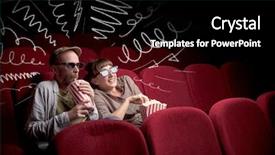 Presentation with popcorn movie - Colorful presentation theme enhanced with eating popcorn while watching movie backdrop and a black colored foreground