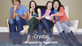  Presentation with movie popcorn - Presentation theme having eating popcorn while watching movie background and a ocean colored foreground