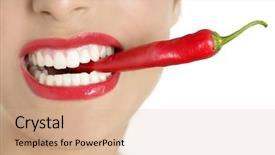  Presentation with teeth - Slides featuring eating red hot chili pepper background and a coral colored foreground