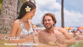  Presentation with healthy snack - Slide set enhanced with eating-salad-couple-having-healthy background and a coral colored foreground