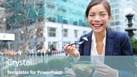  Presentation with new york city - Amazing presentation theme having eating salad on lunch break backdrop and a seafoam green colored foreground