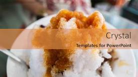  Presentation with snacks - Presentation theme featuring colorful dessert famous taiwan snack background and a gold colored foreground