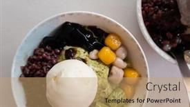  Presentation with dessert - Amazing presentation design having eating-shaved-ice-with-colorful backdrop and a coral colored foreground