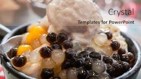  Presentation with dessert - Colorful presentation theme enhanced with eating-shaved-ice-with-colorful backdrop and a coral colored foreground