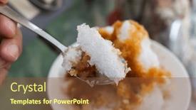  Presentation with snacks - Theme having eating-shaved-ice-with-colorful background and a tawny brown colored foreground