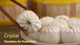  Presentation with eating - PPT theme consisting of eating-steamed-pork-soup-dumplings background and a tawny brown colored foreground
