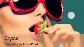  Presentation with sexy santa woman red - Slide deck enhanced with eating strawberry sensual red lips background and a coral colored foreground