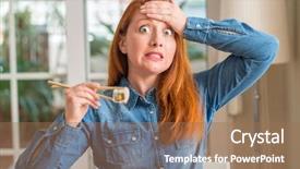  Presentation with chopsticks - Presentation design consisting of eating sushi using chopsticks stress background and a coral colored foreground