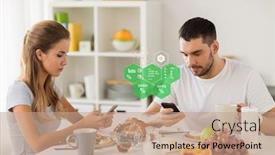  Presentation with nutritional value - PPT theme having eating-technology-and-people-concept background and a coral colored foreground