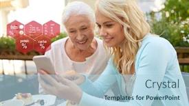  Presentation with nutritional value - Presentation theme with eating-technology-and-people-concept background and a light blue colored foreground