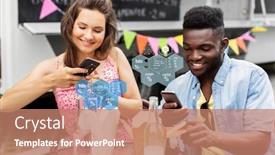  Presentation with nutritional value - Cool new presentation with eating-technology-and-people-concept backdrop and a coral colored foreground