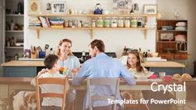  Presentation with eating - Audience pleasing slide set consisting of eating together at the table backdrop and a coral colored foreground