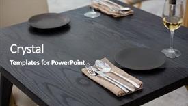  Presentation with utensils - Cool new slides with eating utensils by wineglass backdrop and a gray colored foreground