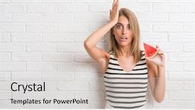  Presentation with floral border over white - Theme consisting of eating water melon slice stress background and a light gray colored foreground