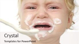  Presentation with crying baby - Beautiful presentation theme featuring eating with spoon and crying backdrop and a lemonade colored foreground