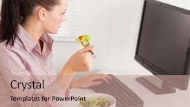  Presentation with salad - Theme having eats salad in her office background and a  colored foreground